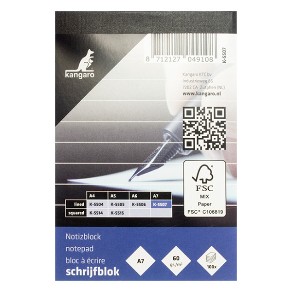 Kangaro Anteckningsblock A7 linjerat 60g | Kangaro | 100 ark⭐ K-5507 205322 - 1