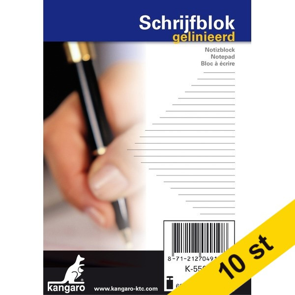 Kangaro Anteckningsblock A7 linjerat 60g | Kangaro | 100 ark | 10st  056758 - 1