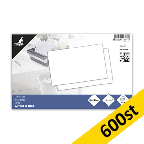 Indexkort blank | 200 x 125mm | Kangaro | 600st 056780 - 1
