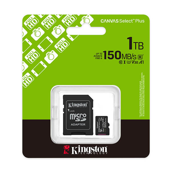 Micro SDXC minneskort + adapter 1TB | Klass 10 | Kingston Canvas Select Plus Gen3 255012 - 2