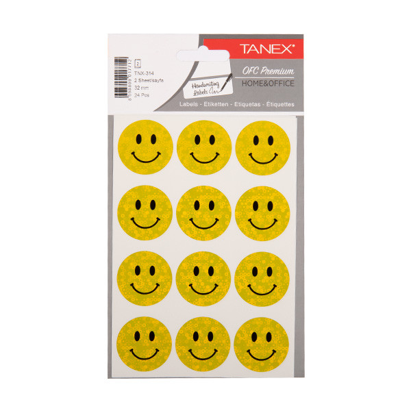 Klistermärken holografiska smiley | gul | Tanex | 2x 12st TNX-314 404128 - 1