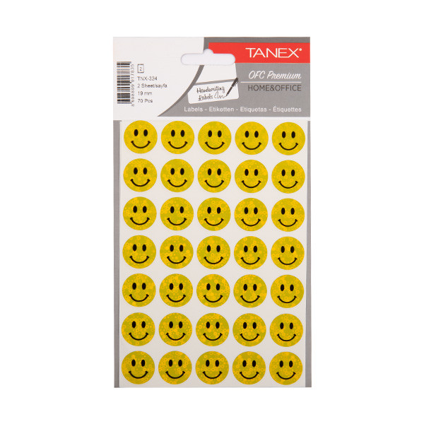 Klistermärken holografiska smiley | gul | Tanex | 2x 35st TNX-324 404130 - 1