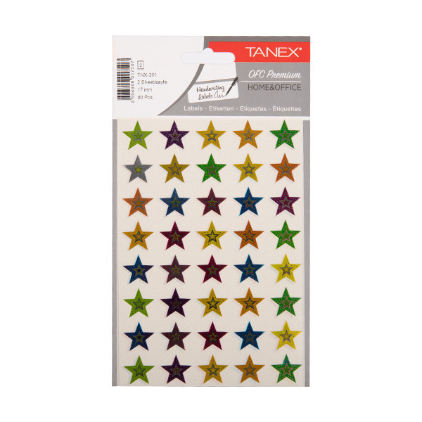 Klistermärken holografiska stjärnor | sorterad | Tanex | 2x 40st TNX-301 404122 - 1