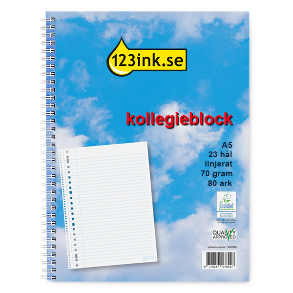 Kollegieblock A4 linjerat | 80 ark | 123ink 300589 - 1