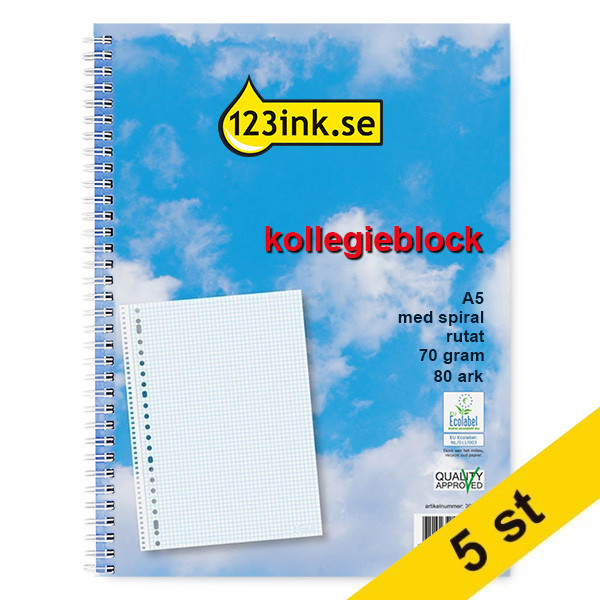 Kollegieblock A4 rutat | 80 ark | 123ink | 5st 300592 - 1