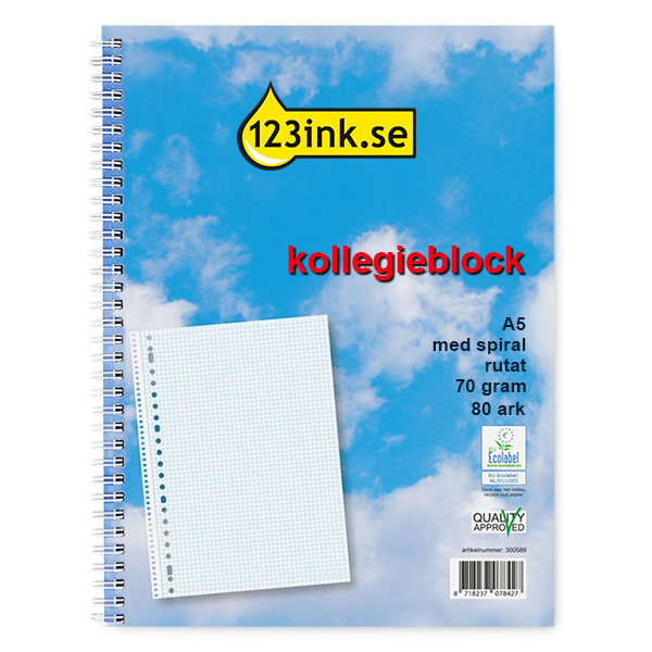 Kollegieblock A4 rutat | 80 ark | 123ink K-5574C 300591 - 1