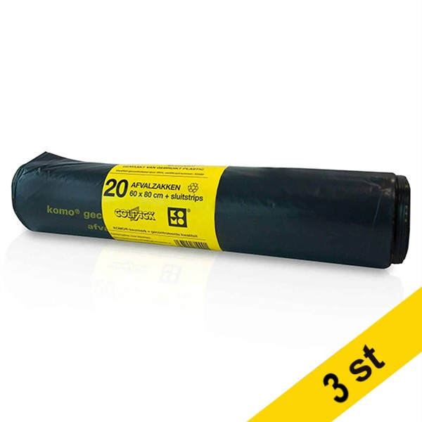 Sopsäck 60L | med förslutningsremsa | svart | 60st SKO00012 - 1