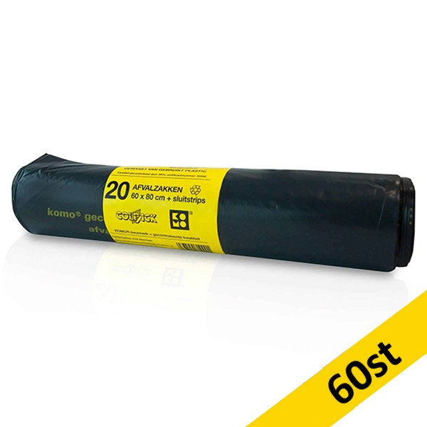 Sopsäck 60L | med förslutningsremsa | svart | 60st SKO00012 - 1