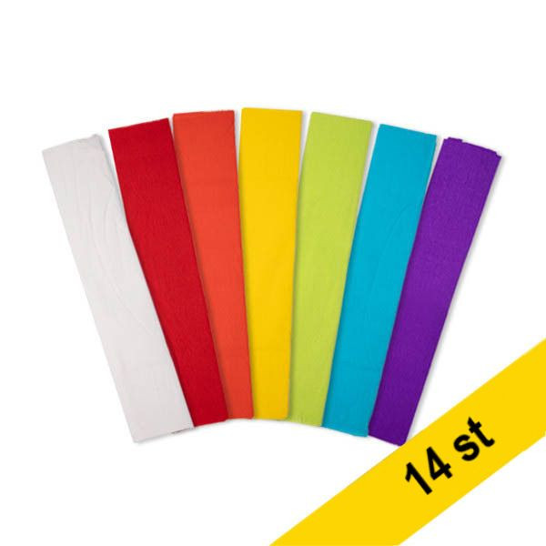 Kräppapper 250x50cm | 123ink FSC® certifierade | regnbågsset 7-pack x2 302742 - 1