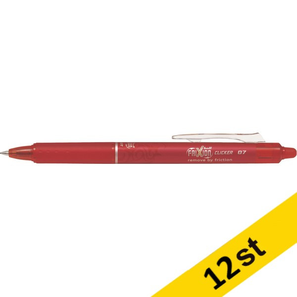 Kulspetspenna raderbar | Pilot Frixion Clicker | 0.7mm | röd | 12st  360550 - 1