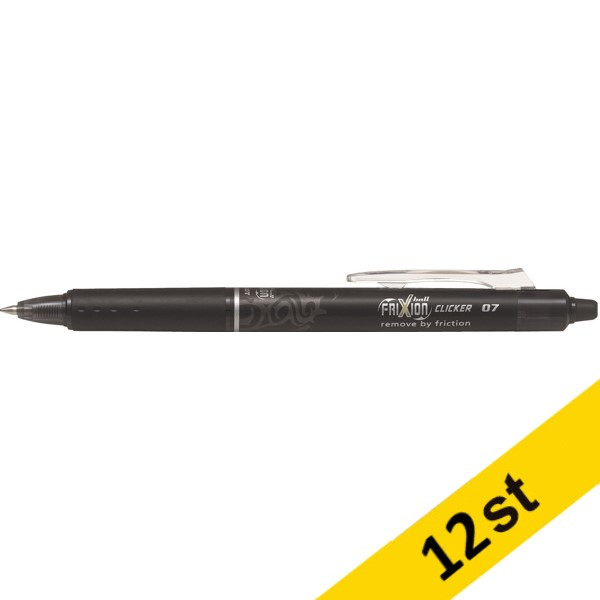 Kulspetspenna raderbar | Pilot Frixion Clicker | 0.7mm | svart | 12st  360546 - 1