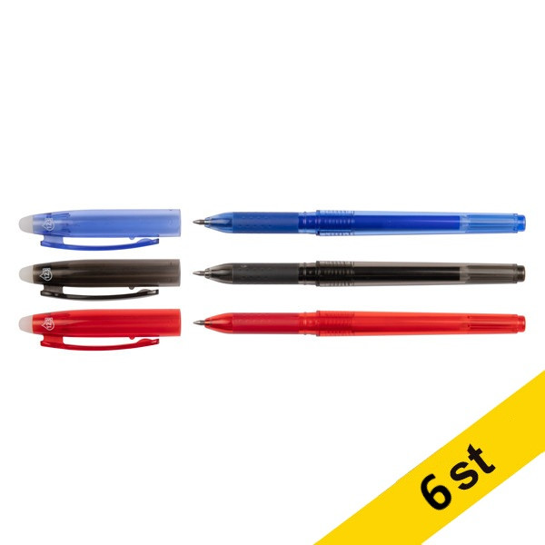 Kulspetspennor raderbar | 123ink | sorterade färger | 6st 302741 - 1