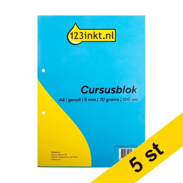 Kursblock A4 rutat | 100 ark | 5mm | 123ink | 5st  302233 - 1