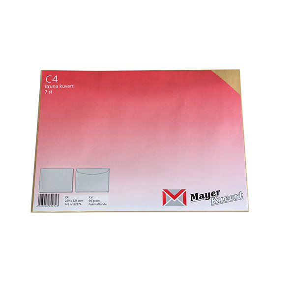 Kuvert C4 brun fukthäftande | toppöppning | Mayer 7st 360937 - 1
