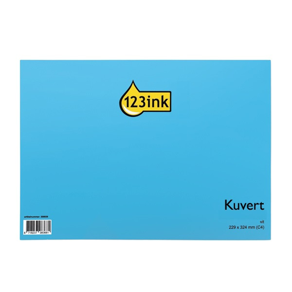 Kuvert C4 vit självhäftande | sidoöppning | 123ink 250st 123-303580 209078 303580C 300944 - 1