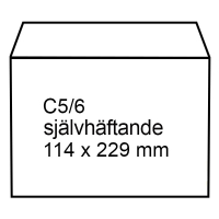 Kuvert C5/6 vit självhäftande | toppöppning | 123ink 50st 300917