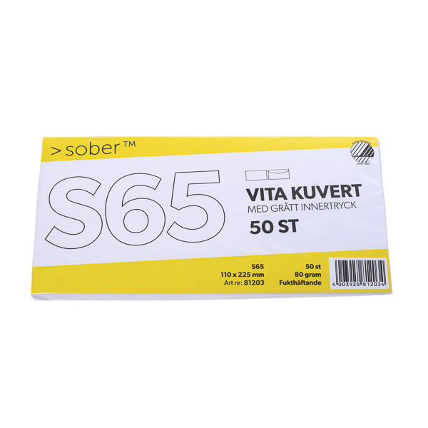 Kuvert S65 vit fukthäftade | toppöppning | Mayer 50st 360020 - 1