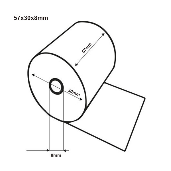 Kvittorulle 57x30x8mm | bisfenolfri | 123ink | 50st  300335 - 2
