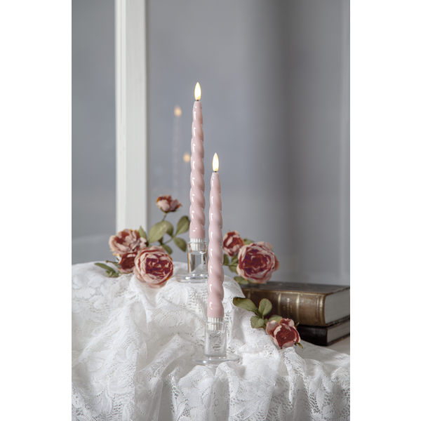 LED Antikljus Flamme Shine | 24,5cm | rosa | 2st [Star Trading] 061-83 501536 - 2