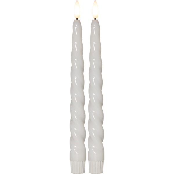 LED Antikljus Flamme Shine | 24,5cm | vit | 2st [Star Trading] 061-82 501535 - 1