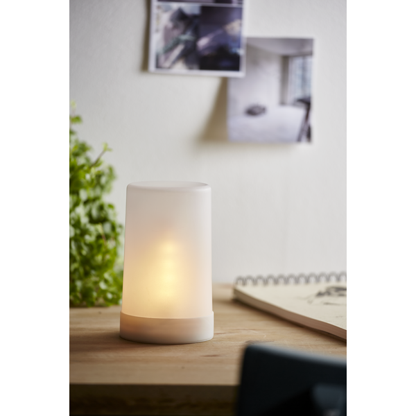 LED Blockljus Flame Candle | 14.5cm | frostad vit [Star Trading] 062-36-1 362096 - 3