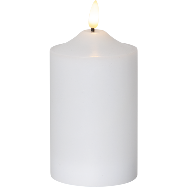 LED Blockljus Flamme | 15cm | vit (vax) [Star Trading] 064-08 361229 - 1