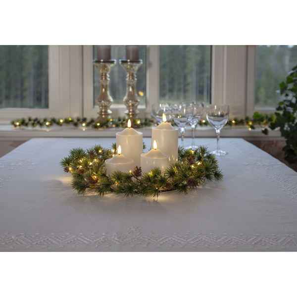 LED Blockljus Flamme | 15cm | vit (vax) [Star Trading] 064-08 361229 - 3