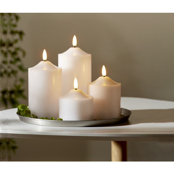 LED Blockljus Flamme | 15cm | vit (vax) [Star Trading] 064-08 361229 - 5