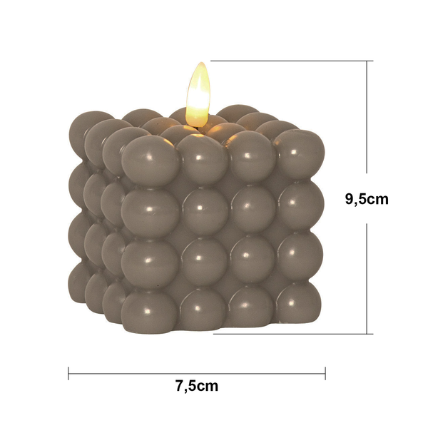 LED Blockljus Flamme Dot | 9.5cm | beige [Star Trading] 061-51 362085 - 4