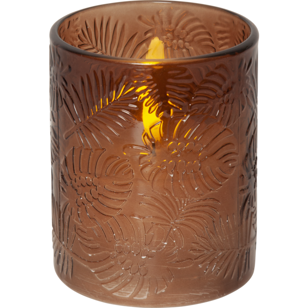 LED Blockljus Flamme Leaf | 10cm | brun [Star Trading] 061-74 501545 - 1