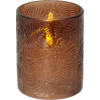 LED Blockljus Flamme Leaf | 10cm | brun [Star Trading]
