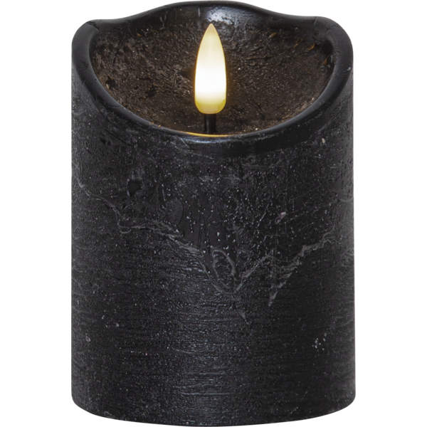 LED Blockljus Flamme Rustic | 10cm | svart [Star Trading] 061-16-1 362078 - 1