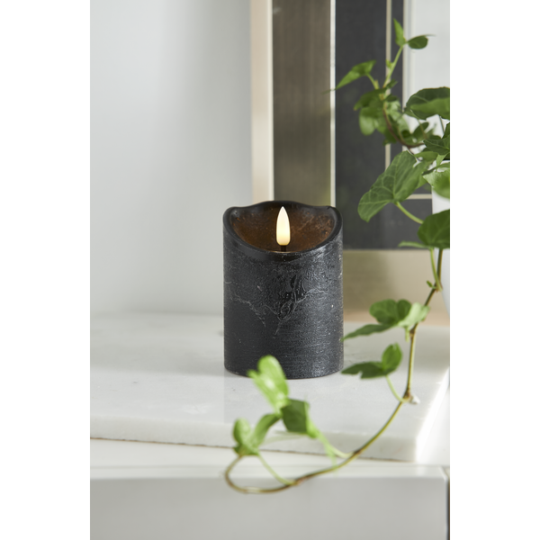 LED Blockljus Flamme Rustic | 10cm | svart [Star Trading] 061-16-1 362078 - 3