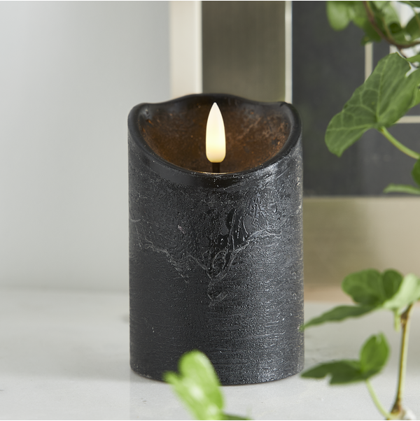 LED Blockljus Flamme Rustic | 12.5cm | svart [Star Trading] 061-17-1 361413 - 2