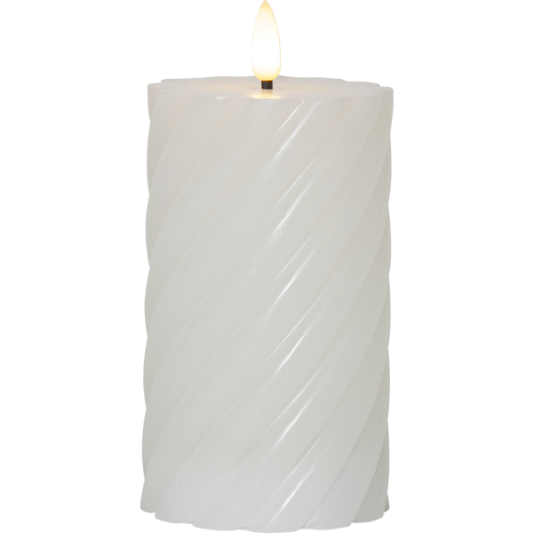 LED Blockljus Flamme Swirl | 15cm | vit [Star Trading] 064-24 361509 - 1