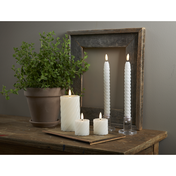 LED Blockljus Flamme Swirl | 15cm | vit [Star Trading] 064-24 361509 - 5