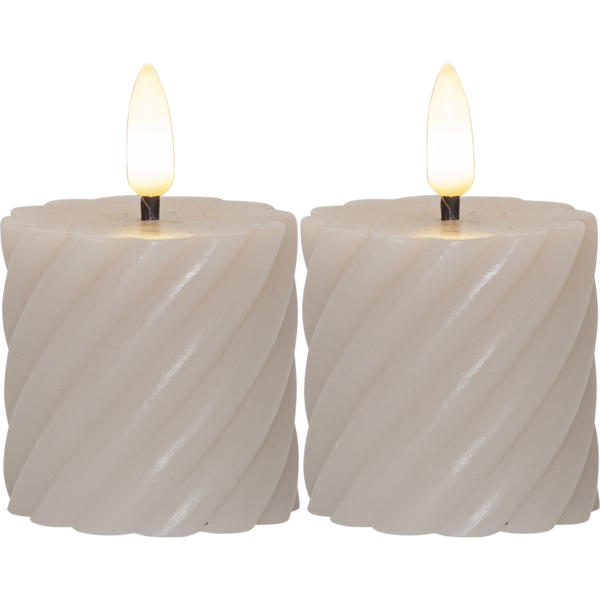 LED Blockljus Flamme Swirl | 7.5cm | beige 2st [Star Trading] 061-11 361512 - 1