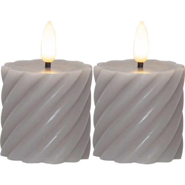LED Blockljus Flamme Swirl | 7.5cm | grå 2st [Star Trading] 061-12 361513 - 1