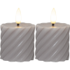 LED Blockljus Flamme Swirl | 7.5cm | grå 2st [Star Trading] 061-12 361513 - 1