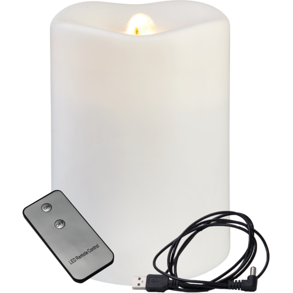 LED Blockljus Flamme Water | 14cm | vit [Star Trading] 063-09 362086 - 1