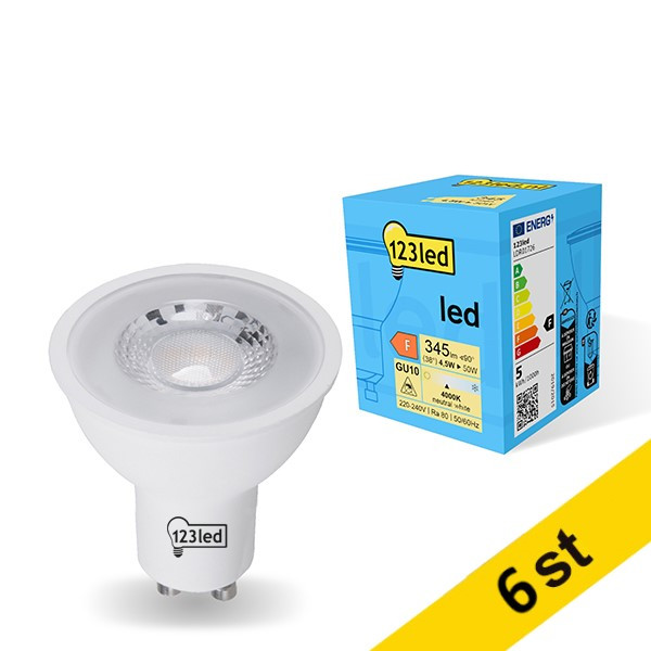 LED Spotlight GU10 | 4000K | 4.5W (50W) [123ink] 6st LDR01727 - 1