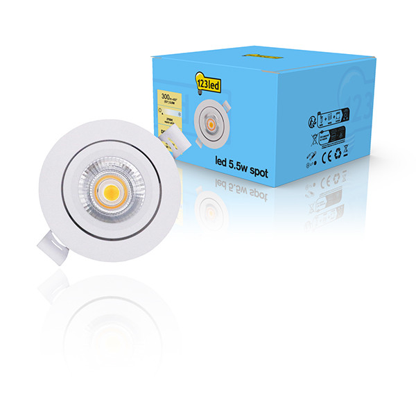 LED infälld spotlight | 2700K | vit | Ø 68mm | 5.5W | dimbar [123ink]  LDR01966 - 1