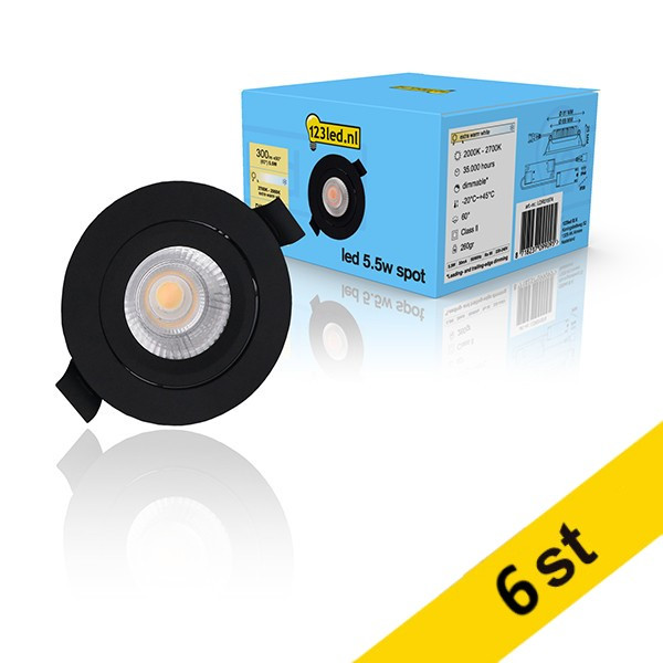 LED infälld spotlight Ø68mm dimbar | 2000-2700K | svart | 5.5W [123ink] 6st LDR01975 - 1