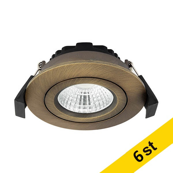 LED infälld spotlight Ø68mm dimbar | 2700K | borstad koppar | IP44 | 6W [123ink] 6st LDR02271 - 1