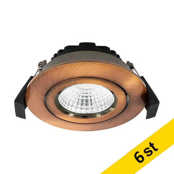 LED infälld spotlight Ø68mm dimbar | 2700K | brons | IP44 | 6W [123ink] 6st LDR02269 - 1