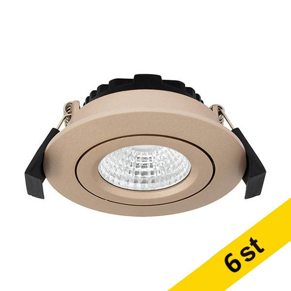 LED infälld spotlight Ø68mm dimbar | 2700K | champagne | IP44 | 6W [123ink] 6st LDR02263 - 1