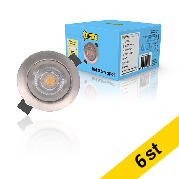 LED infälld spotlight Ø68mm dimbar | 2700K | silver | 5.5W [123ink] 6st LDR01971 - 1