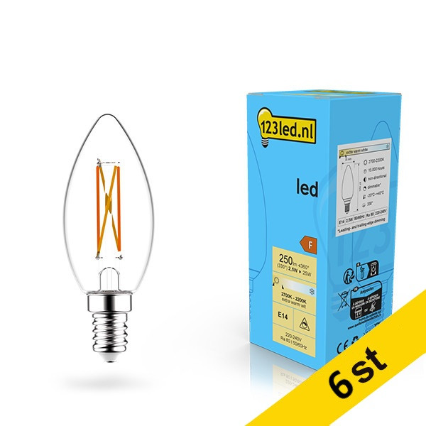 LED lampa E14 | C35 | 2200-2700K | 2.5W (25W) | dimbar [123ink] 6st LDR02069 - 1