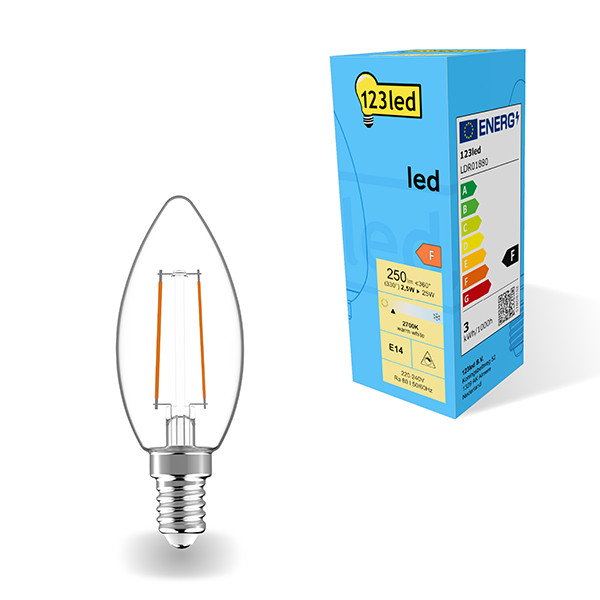 LED lampa E14 | C35 | klar | 2700K | 2.5W | dimbar [123ink]  LDR01880 - 1