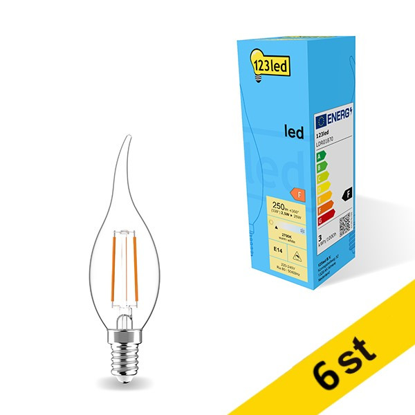 LED lampa E14 | C35 | klar | 2700K | 2.8W | dimbar 6st [123ink] LDR01871 - 1